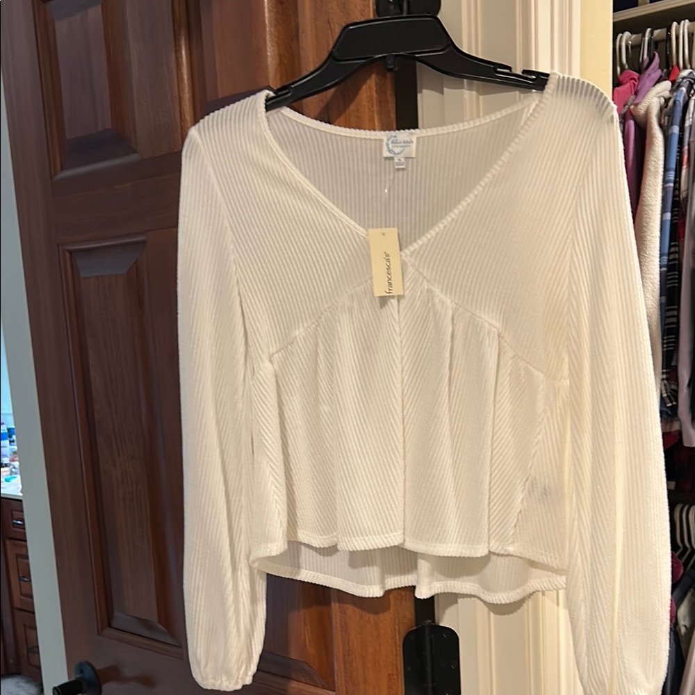 White V-Neck Women's Top
